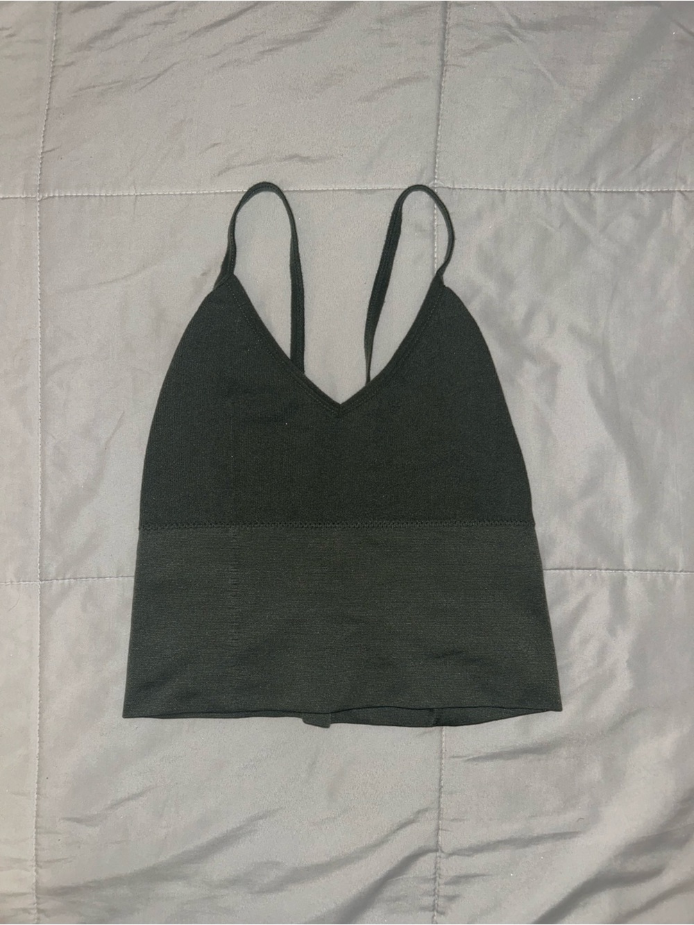 Olive green V-Neck Spandex Bralette